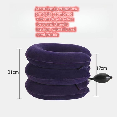 Full Velvet Adjustable 3 Layers Air Neck Traction Device for Cervical Spine Protection