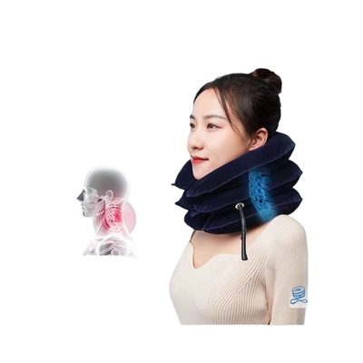 Full Velvet Adjustable 3 Layers Air Neck Traction Device for Cervical Spine Protection
