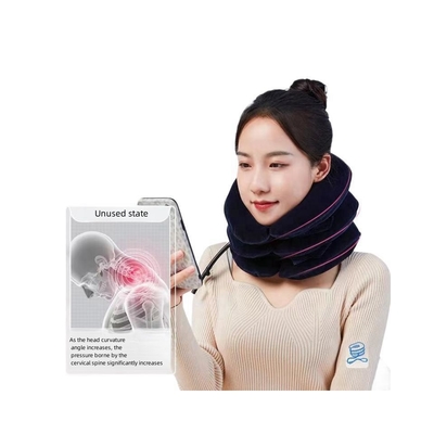 Full Velvet Adjustable 3 Layers Air Neck Traction Device for Cervical Spine Protection