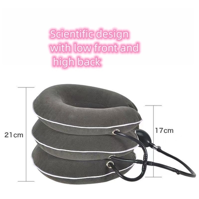 Full Velvet Adjustable 3 Layers Air Neck Traction Device for Cervical Spine Protection