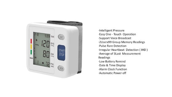 Easy Shuttle Operate Digital Wrist Blood Pressure Monitor CE Sphygmomanometer for Home