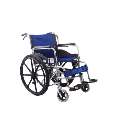 Breathable Fabric Cushion Steel Pipe Basic Steel Economy Wheelchair with Folding Design