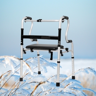 Leather Waterproof Rollator Walker with Folding Seat Class I Instrument Classification