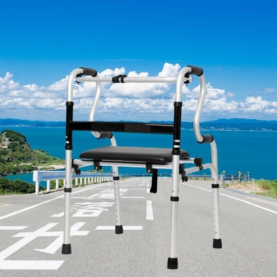 Foldable Upright Walker Seat Without Disassembly for Adults Reversible Toilet Armrest