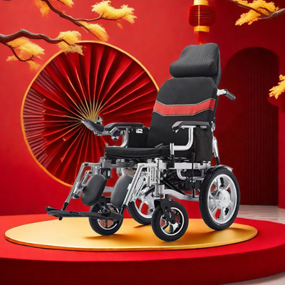 120kg Loading Weight Wheelchair with Bedpan and 12A Lead-Acid Battery Folding