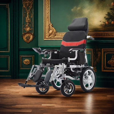 Steel Battery Rollator for Elderly Care Dual Function Wheelchair and Commode