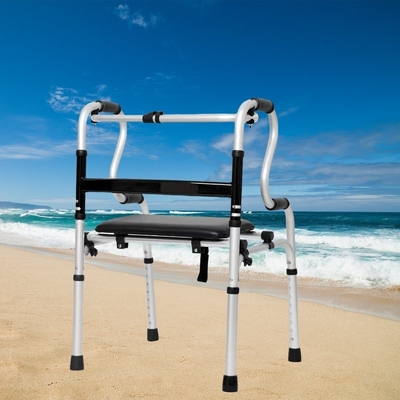 8 Gear Adjustable Aluminum Underarm Crutch Frame Walker with Leather Waterproof Thwart