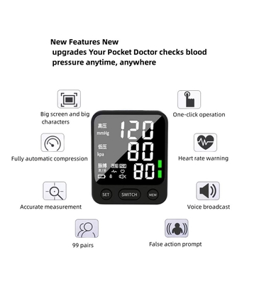 Plug-in Power Supply Wrist Type Digital Automatic Bp Meter for Measurement Range 60-240