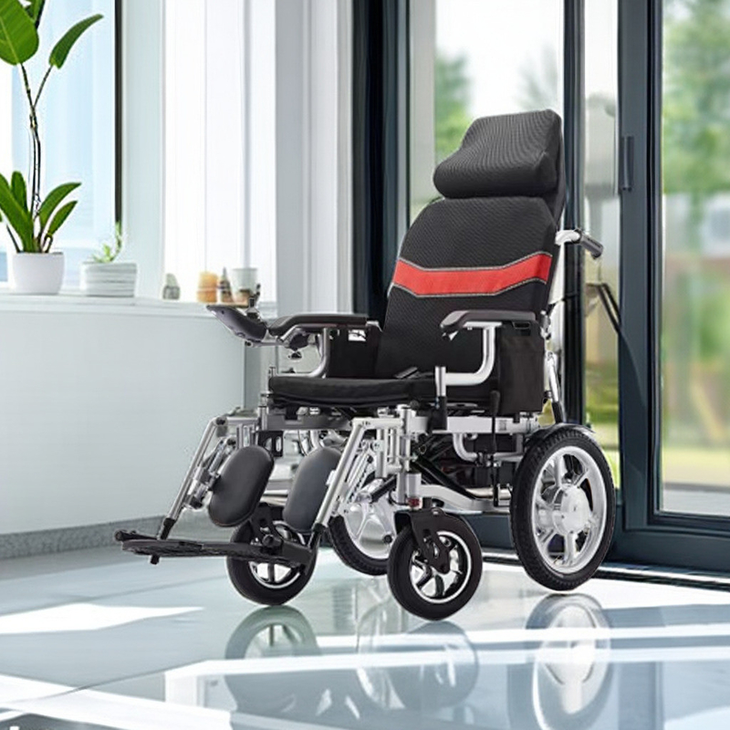 High Backrest 12A Lead-Acid Battery Powered Wheelchair for Full Recline Medical Needs