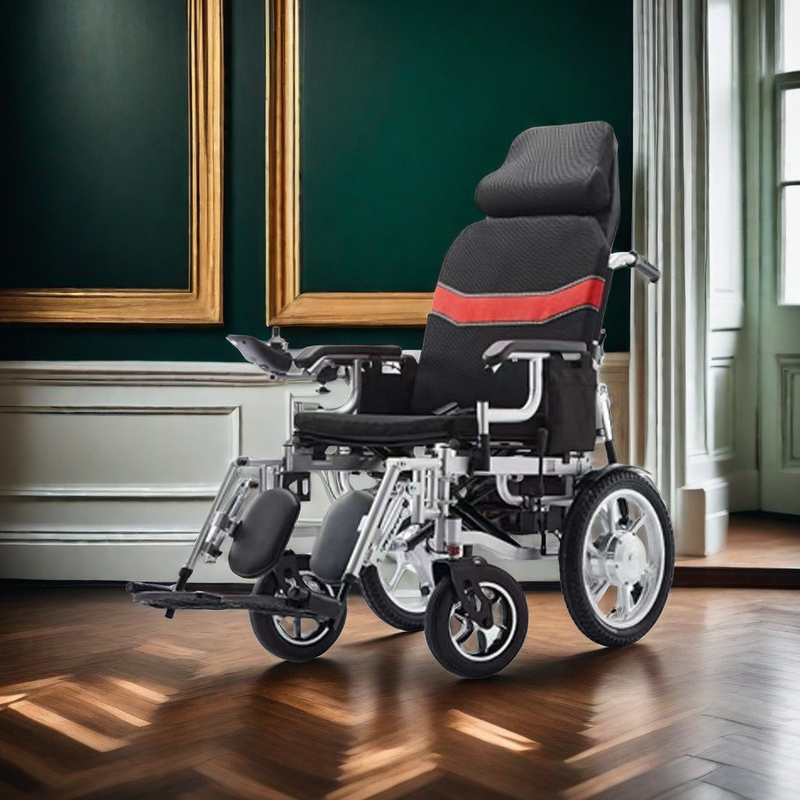 24V Voltage Collapsible Wheelchair with Quick Folding and Shock Absorbing Design